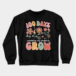 100 Days Growing Boho Flowers Teacher 100th Day of School Crewneck Sweatshirt